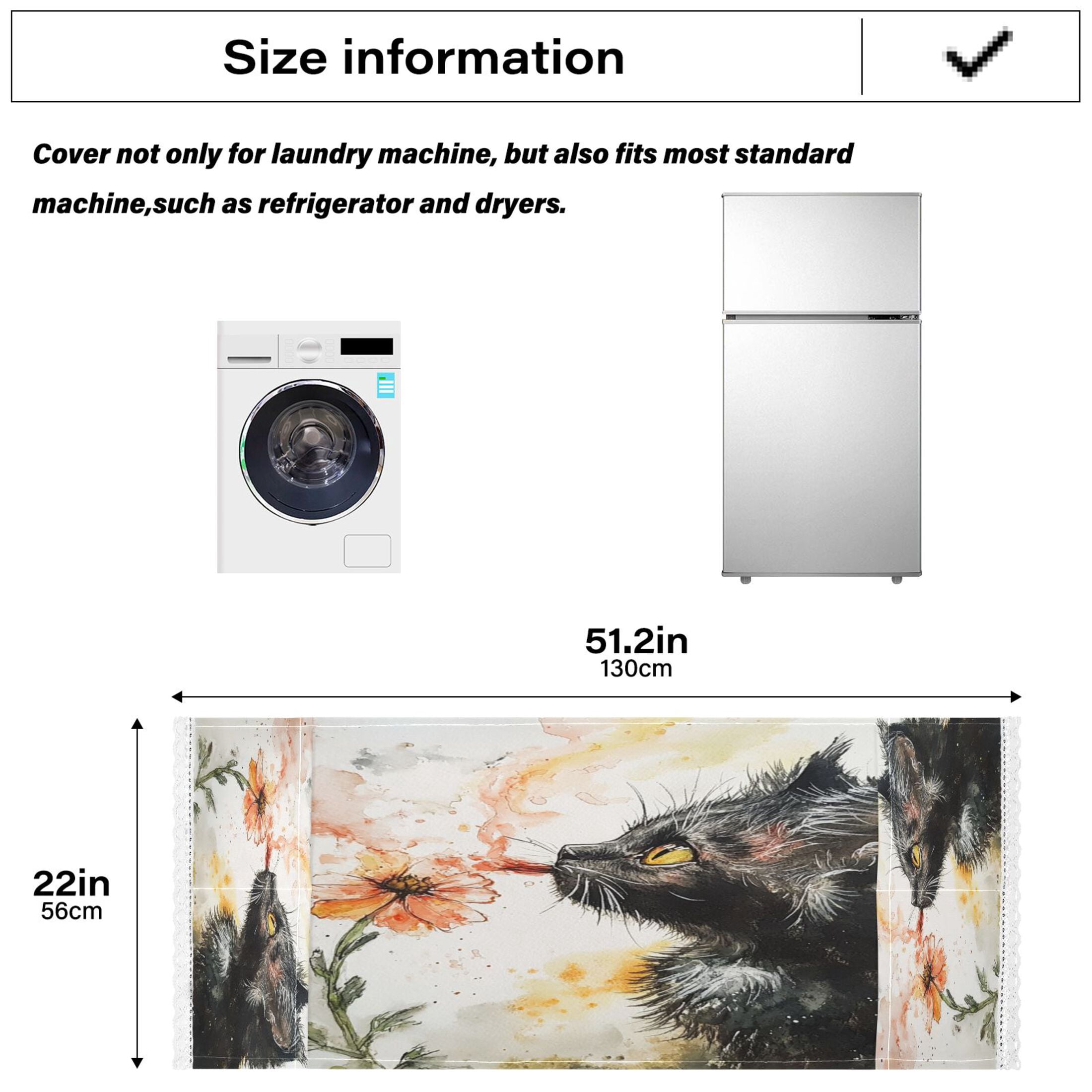 WOBOGO Skinny Black Cat Washing Machine Cloth Dryer Refrigerator Top Cover Protective Non-Slip Mat For Kitchen Laundry