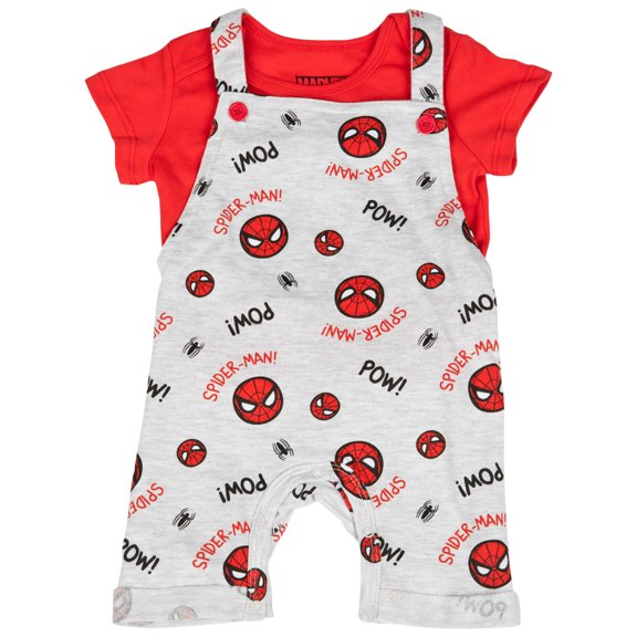 Spider-Man Character Head w/Symbol Shortall Set-0-3 Months