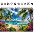 thumbnail image 5 of Summer Hawaiian Beach Photography Backdrop Tropical Flower Palm Leaves Background for Luau Aloha Party Decoration Banner Photo Booths, 5 of 10