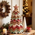 thumbnail image 4 of 2026 Christmas Home Party Decor DIY Quilted Christmas Tree Tabletop Decor Hand Stitched Fabric Xmas Tree Ornament Vintage Patchwork Christmas Desktop Decoration For Home Party Holiday Display, 4 of 5