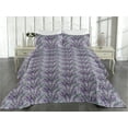 thumbnail image 2 of Ambesonne Floral Quilted Bedspread Set 3 Pcs, Retro Meadow Bloom Leaves, King, Violet Mauve and Grey Teal, 2 of 4