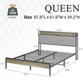 thumbnail image 5 of PORKISS Queen Size Bed Frame with Storage Headboard, Metal Bed Frame with Plug Outlets, USB, Gray, 5 of 9
