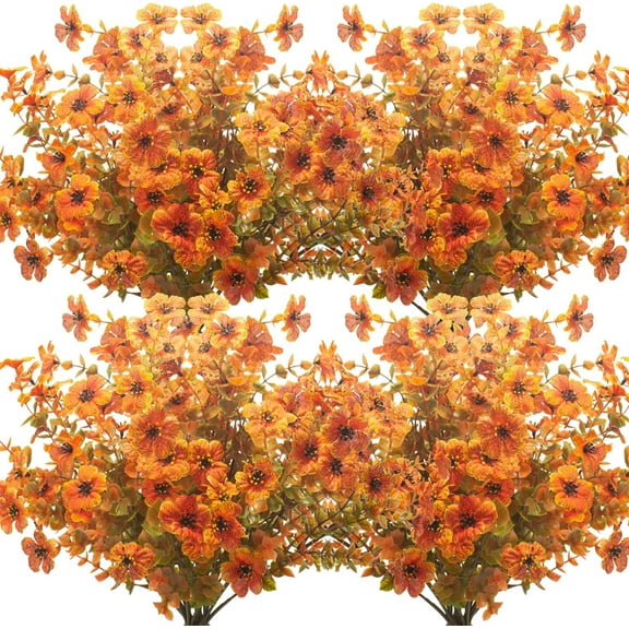 10 Bundles Artificial Fall Flowers Outdoor UV Resistant Fake Flowers