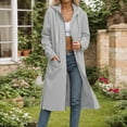 thumbnail image 2 of Busydd Fall Jackets for Women 2025 Solid Color Drawstring Zip Up Hoodie Casual Comfy Long Sleeve Fall Shirts Side Slit Long Trench Coats with Pockets L, 2 of 7