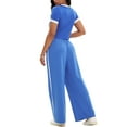 thumbnail image 3 of ATHLECHIC Women's 2 Piece Summer Short Sleeve Crew Neck Crop Tops Wide Leg Pants Sweatsuit Sets XL Royal Blue, 3 of 5