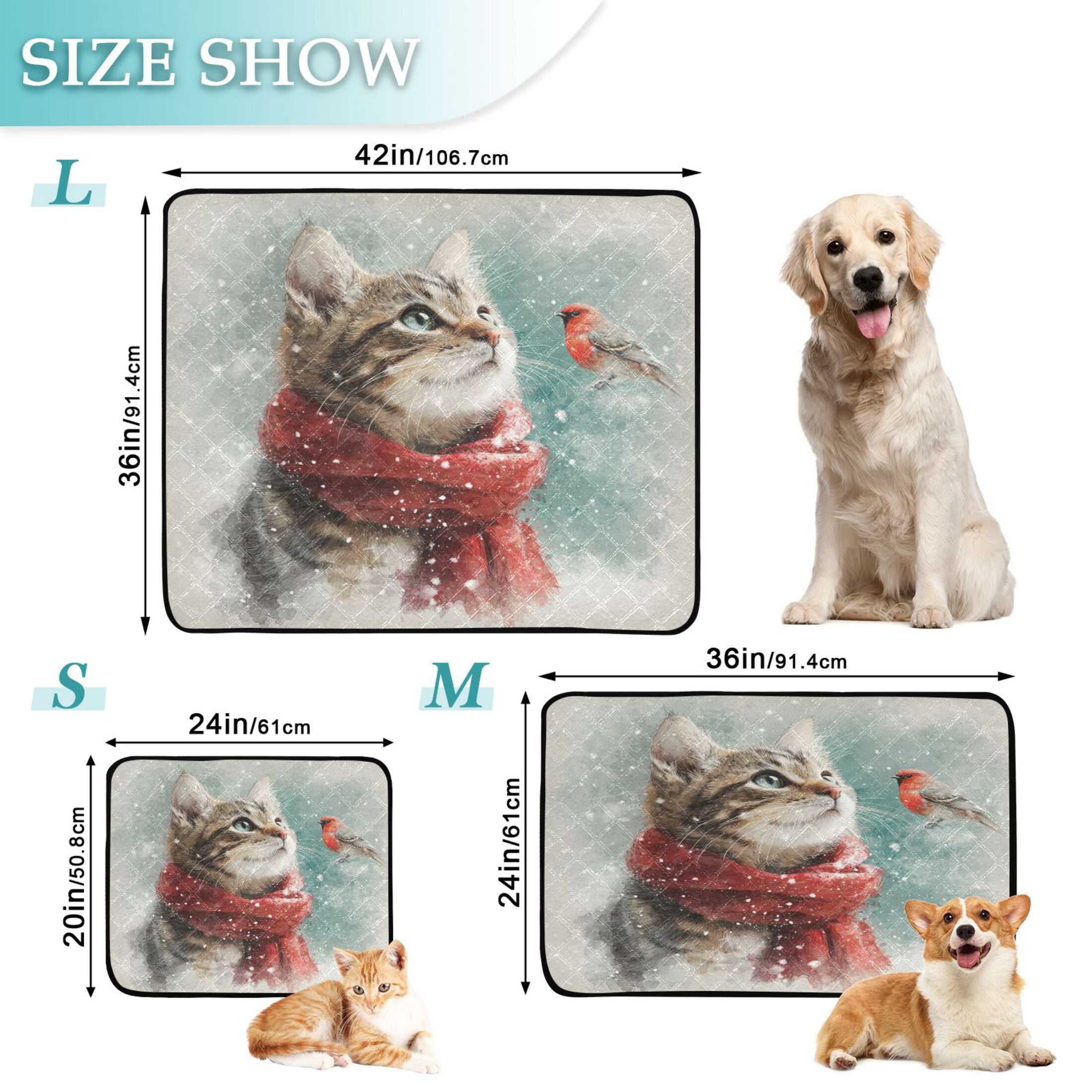 Qxltty Winter Cat Cat litter Pads Pet Set of 2 Diaper Mats Center Anti-leakage Layer Absorbent Soft and Comfortable
