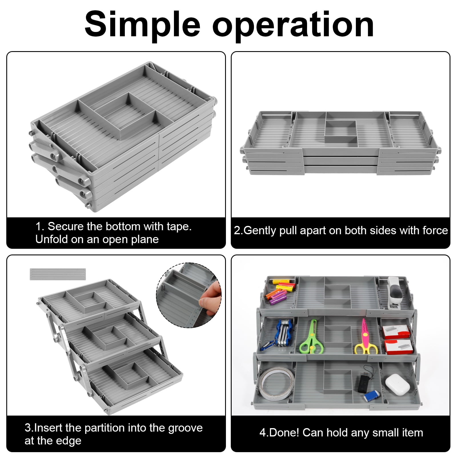 Upgraded 3 Tier Drawer Organizer, Smart Drawer Organizer Multi Level Expandable Desk Organizer for Makeup, Jewelry, Kitchen Office Supplies