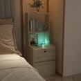 thumbnail image 2 of Tall Nightstand with Charging Station,Modern Bedside Tables with Storage Shelves & 2 Drawers for Bedroom,Wood, 2 of 7