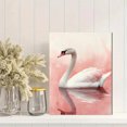 thumbnail image 2 of Qisvanset 12x16 Inch Pink White Swan Watercolor Canvas Wall Art, Elegant Bird Nature Lover Home Wall Gift, 2 of 8