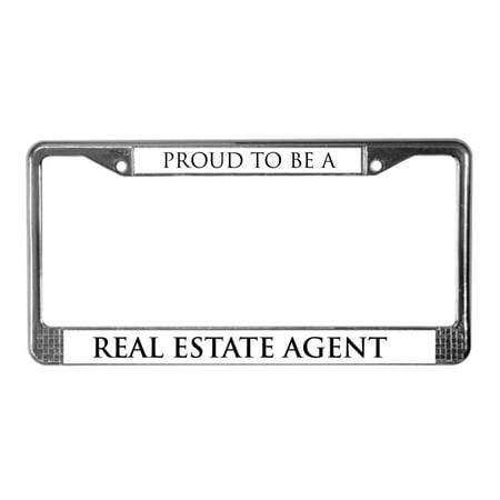 CafePress - Proud Real Estate Agent - Chrome License Plate Frame, License Tag (Best Real Estate License)