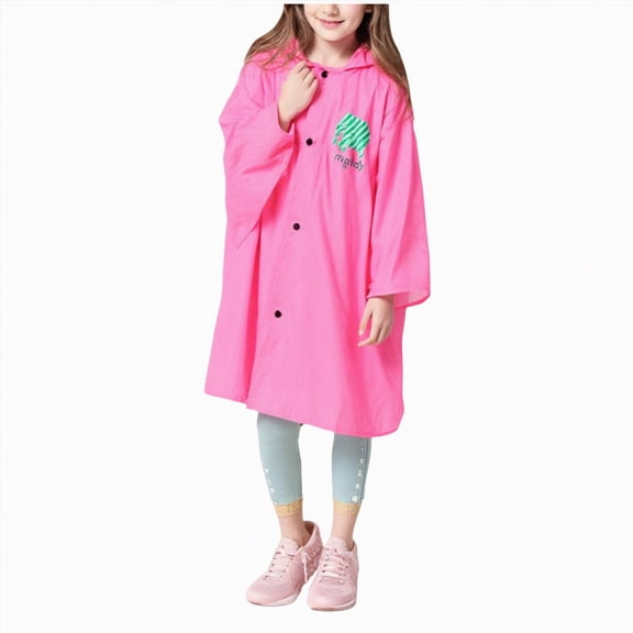 Kpoplk Waterproof Hooded Jacket for Boys Girls Kids Raincoats Outdoor Windbreaker Animal Rain Jacket Cute Print Hooded Mid-length Jacket With Pockets Size 3-4 Years,Pink