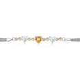 thumbnail image 2 of 925 Silver and 10K Yellow Gold Yellow Citrine and Simulated White Opal and White Lab Grown Diamond Bracelet for Women (2.58 Cttw, November Birthstone, Heart 7MM and 6MM, 6.5/7/7.5 inch, Made in Italy), 2 of 5
