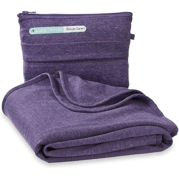 Sagefinds Airplane Travel Blanket | Perfect Gift for Long Travel Flights | Travel Essential - Purple