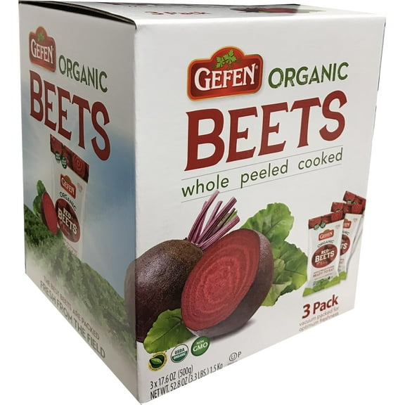 Gefen Organic Red Beets, Whole, Peeled, Cooked & Ready to Eat, 1.1 lb (3 Pack)