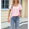 thumbnail image 4 of Blusas Tipo Túnica para Mujer, Holgadas, de Corta, con Cuello Redondo, Informales, de Verano Rosa XXL, 4 of 10