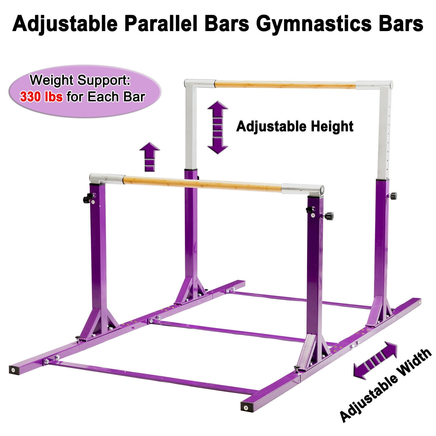 Walsport 330lb Adjustable Parallel Bars Gymnastics Bar Kids Double