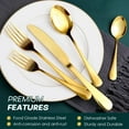 thumbnail image 4 of Gold Silverware Set Piece Stainless Steel Gold Flatware Set Service for Mirror Polished Cutlery Utensils Set Include Knife/Fork/Spoon Dishwasher, 4 of 6