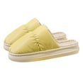 thumbnail image 3 of ZTTD Winter Couples Women Down Warm Home Baotou Soft Bottom Comfortable Solid Color Flat Cotton Slippers Yellow, 3 of 9