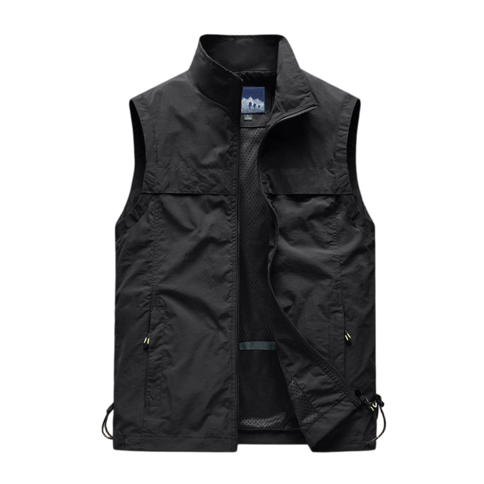 Men's Lightweight Windproof Golf Vest - Softshell Sleeveless Sports Jacket with Zipper Pockets, Breathable Outdoor Utility Vest for Running, Hiking, Fishing & Traveling (Black, M)