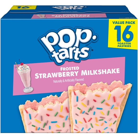 Pop-Tarts Frosted Strawberry Milkshake Toaster Pastries, Breakfast Foods, Shelf-Stable, 27 oz (16 Count)