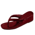 thumbnail image 5 of Rokment Womens Wedge Flip Flops Backless Dressy Sandals 2026 Stylish Casual Leopard Leather Square Toe Slip on Dress High Heels Slides for Ladies Summer Wine Size 8.5, 5 of 7