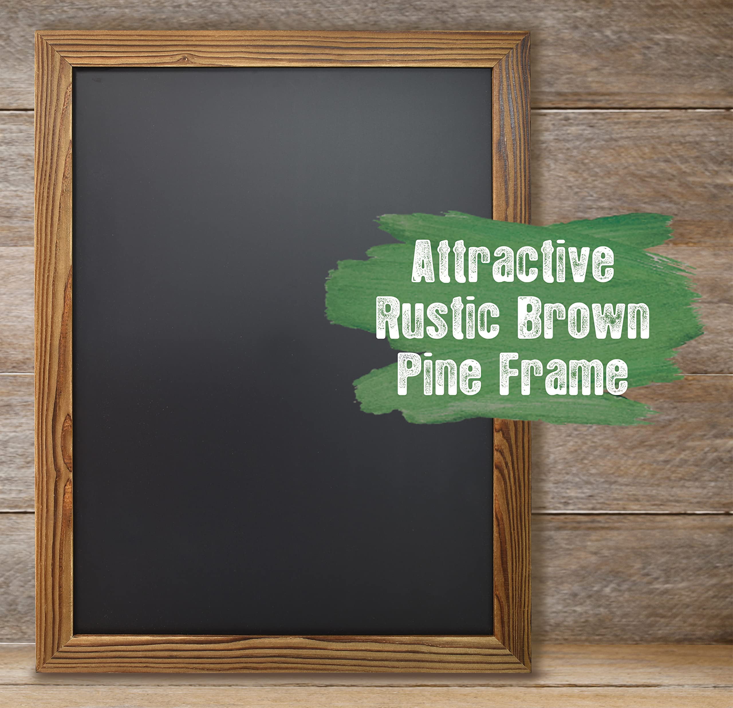  Wood Framed Chalkboard - Premium Magnetic 18 x 22 Rustic Chalk  Board, Great with Regular or Liquid Chalk Markers, Non Porous Wall Hanging  Blackboard Sign