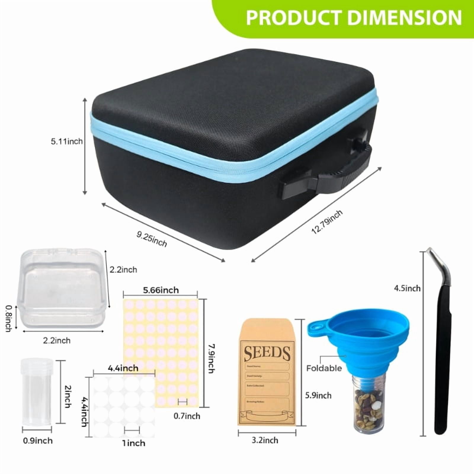 87-Slots Seed Storage Box with 20 Seed Envelopes, Portable Zipper Bag & Complete Accessories Including Labels, Tweezers and Funnel – Seed Organizer for Vegetables and Flowers. Seeds not included.