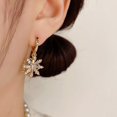 thumbnail image 3 of Cubic Ziconia Snowflake Dangle Hoop Earrings for Women Sparkling Crystal Winter Flower Dangling Charm Huggie Hoops Statement Earrings for Christmas, 3 of 5