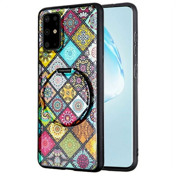 Samsung Galaxy S20 PLUS (6.7") Phone Case with Mirror & Foldable Stand Shockproof Drop Protection Hybrid Hard Covers Rubber Bumper Protective Cover [Mediterranean Mandala] for Samsung Galaxy S20 