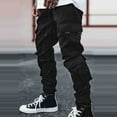 thumbnail image 2 of Ketyyh-chn99 Mens Pants Fashion Casual Elastic Waist Pockets Drawstring Pants Black,3XL, 2 of 5