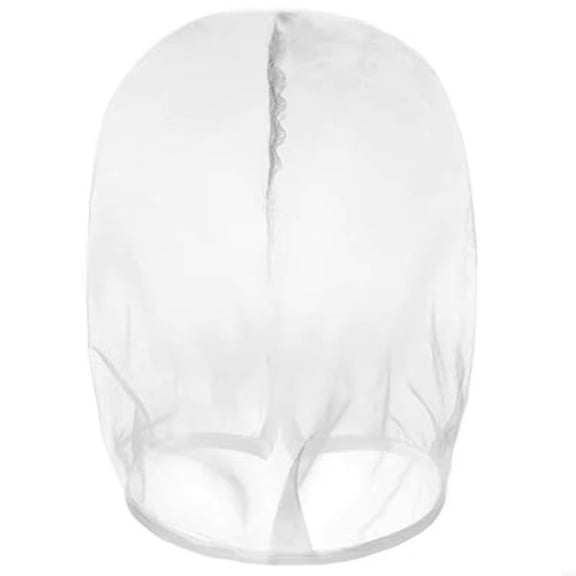 Byfri White Full Face Mesh Veil Bandana Mask, See-Through Head Cover for Women Wedding Masquerade Ball