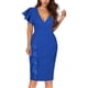 thumbnail image 2 of Vestidos Para Mujer Vestidos de Fiesta de Bienvenida Vestido de Fiesta de Noche Erógeno Sólido Cuello en V Volante Manga Corta Fruncido Odeerbi  ODB168255, 2 of 8