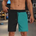 thumbnail image 5 of Gfyviroh Casual Shorts for Men Color Block Trendy Drawstring Beach Shorts Elastic Waist Patchwork Pockets Shorts, 5 of 9