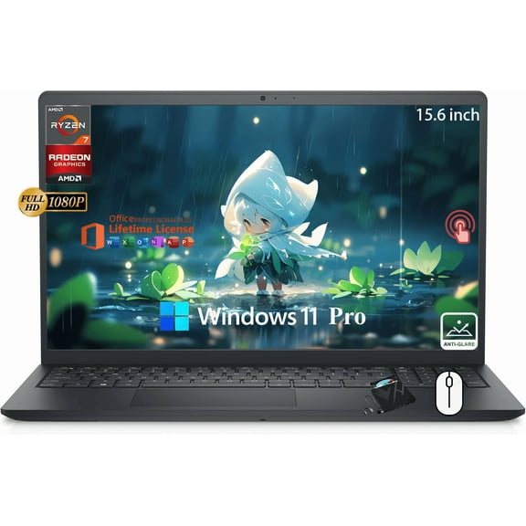 Dell Inspiron 15 3535 Personal Laptop, 15.6” FHD 1920 x 1080 Touchscreen Display, AMD Ryzen 7 7730U, 32GB RAM 1TB SSD, Windows 11 Pro, Black