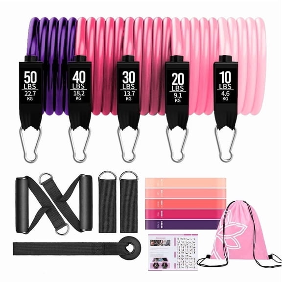 TaitWay Anti-Slip 150 Lb for Working Out Resistance Bands with Handles, Ankle Straps, Door Anchor, Carry Bag 11-Piece