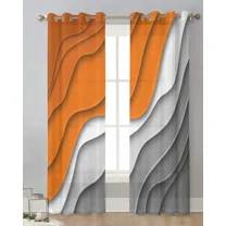 Orange Grey Gradient Abstract Luxury Tulle Curtains for Living Room Sheer Curtains Kitchen Drapes Voile Curtain