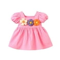 thumbnail image 2 of YHAJDS Little Girls Short Sleeve Dress Floral Print Casual Summer Sundress, 2 of 4