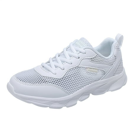 

iOPQO Women s sneakers Women Outdoor Mesh Solid Color Sports Shoes Runing Breathable Lace-Up Sneakers Ladies Flyknit Mesh Breathable White 38