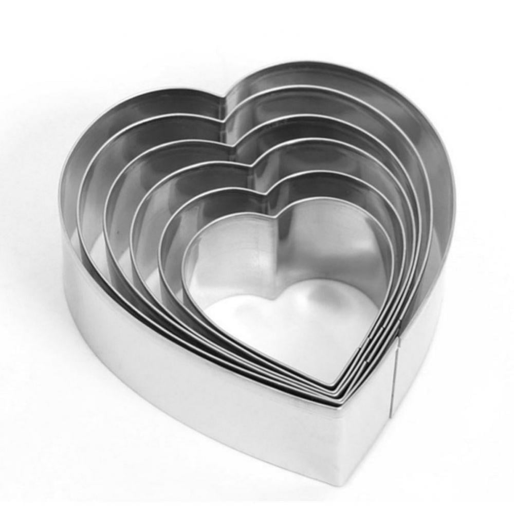 5Pcs Heart Cookie Cutters Valentine's Day Heart Shapes Size 3.95 3.35  2.85 2.36 1.78 Stainless Steel Cookie Cutter Molds for Anniversary,  Bridal