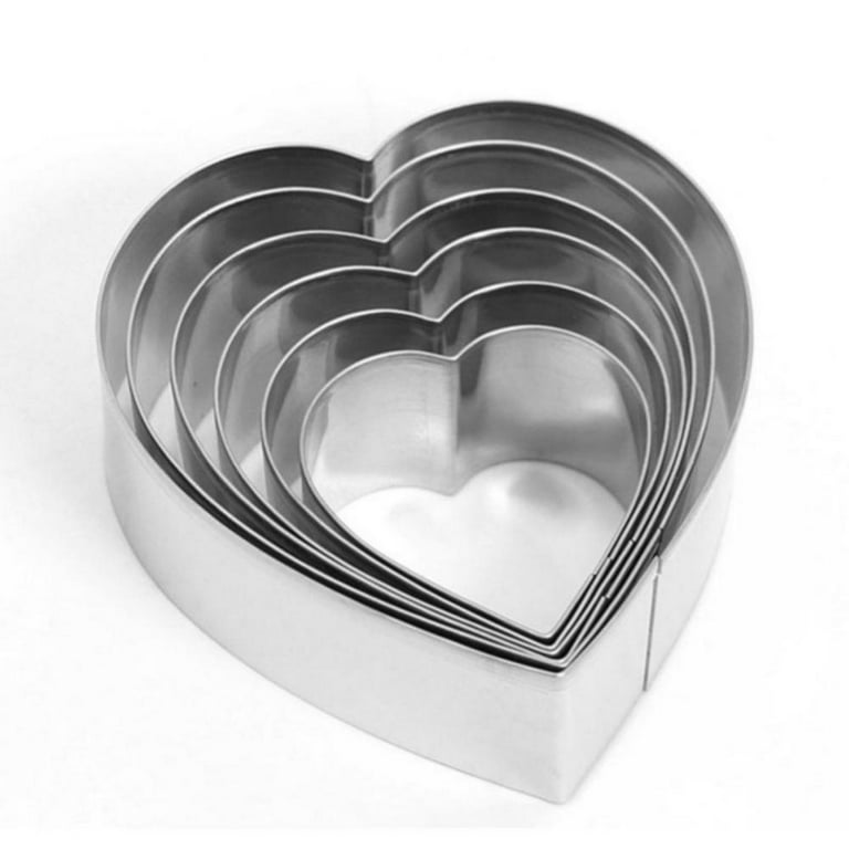 Heart Cookie Cutters, Set of 6, Stainless Steel