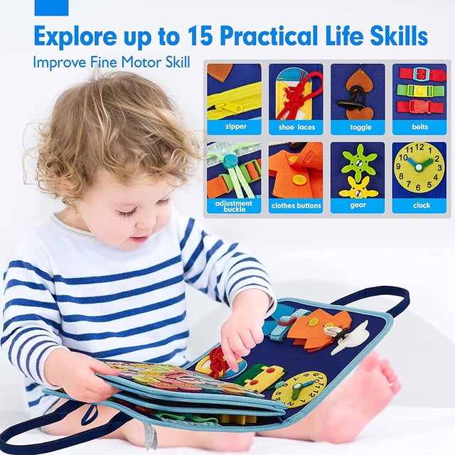 Libro de aprendizaje del alfabeto 7 en 1 Habilidades motoras finas Tablero ocupado No tóxico para niños pequeños Likrtyny libre de BPA