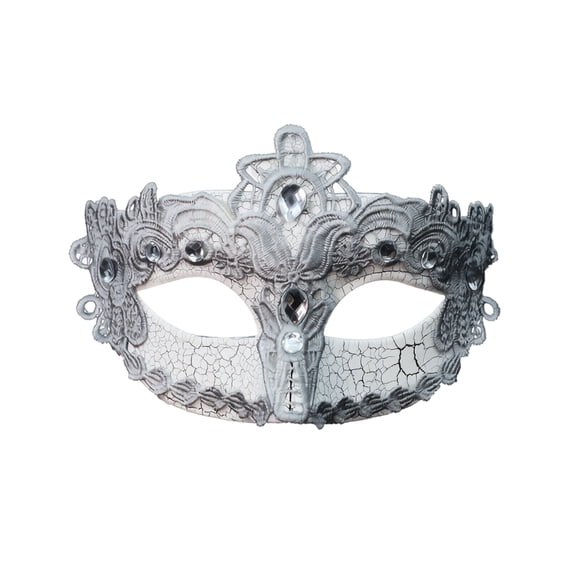 Masquerade Mask for Women Silver Lace Rhinestone Embellished 1 Pack for Masquerade Parties Halloween Prom Mardi Gras Events