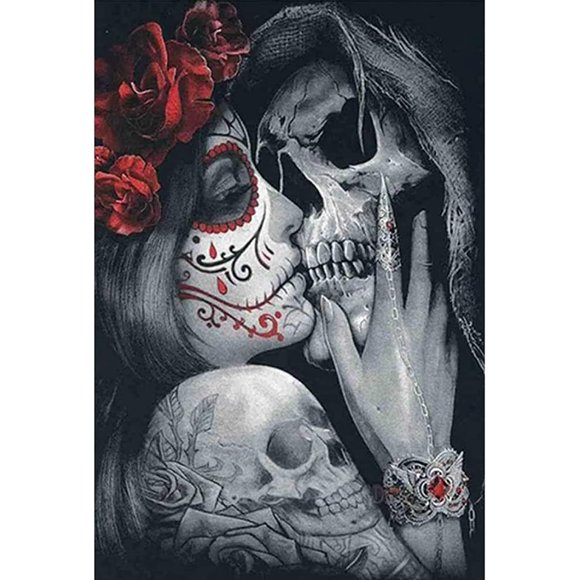 HSHDLDF DIY 5D Diamond Painting Kits, Full Drill Crystal Rhinestone DIY Diamond Art Embroidery Paintings, DIY Skull Diamond Paintings Kits for Relaxation and Home Wall Decor(30x40cm)