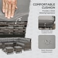 thumbnail image 4 of Light Grey 6-Piece Outdoor Rattan Sofa Set with Dining Table | Patio Sectional Couch for Garden, Poolside & Backyard Lounging, 4 of 7