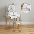 thumbnail image 3 of HOMCOM Ensemble de Coiffeuse avec Miroir LED, Tabouret et 4 Tiroirs Bureau de Maquillage, 3 of 10