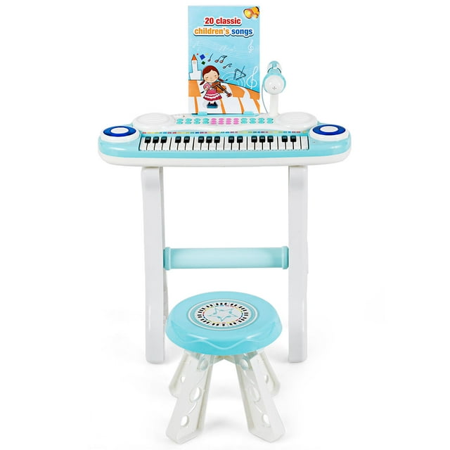 Patiojoy 37-Key Electronic Musical Toy Piano Keyboard Kids Electronic Organ Play Toy Blue