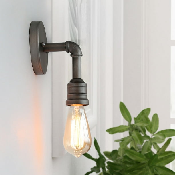 Lnc 1 Light Vanity Light Industrial Mini Water Pipe Wall Sconce Fixture With Silver Painting Finish For Bathroom Bedroom Walmart Com Walmart Com