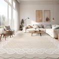 thumbnail image 4 of Funslane 8' x 10' Washable Scalloped Area Rug, Modern Neutral Farmhouse Floor Carpet, for Living Room Bedroom Apartment, Beige, 4 of 11