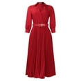thumbnail image 4 of WILLBEST Ranch Robe de Printemps 2024 pour Femmes, Couleur Unie, Col en V Aguichant, Grande Taille, Ceinture, 4 of 8