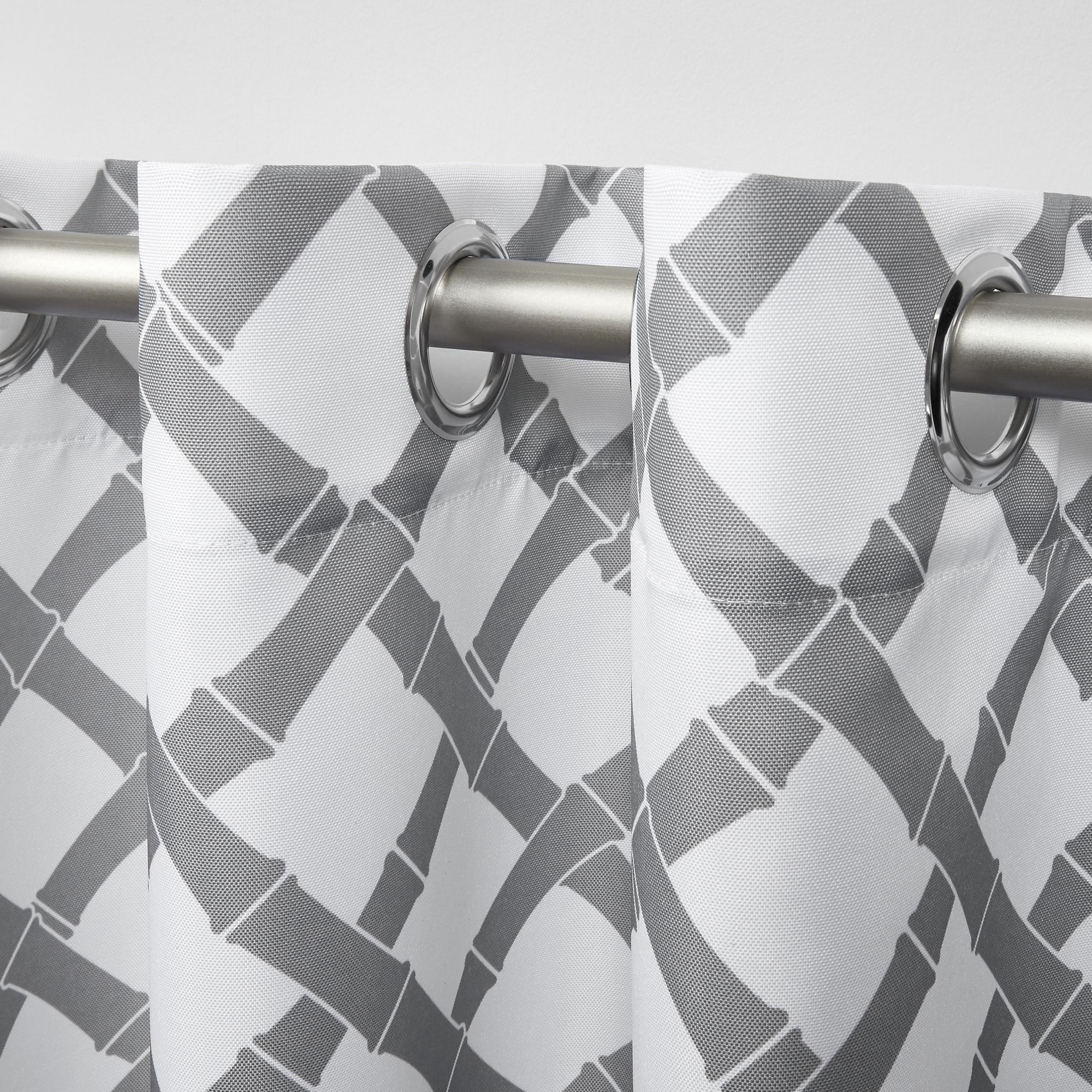 Exclusive Home Curtains Bamboo Trellis Indoor/Outdoor Light Filtering Grommet Top Curtain Panel Pair, 54x120, Grey/White, Set of 2